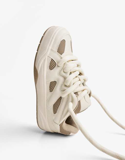 Bershka - Chunky sneakers da skate bianche, 3 di 4