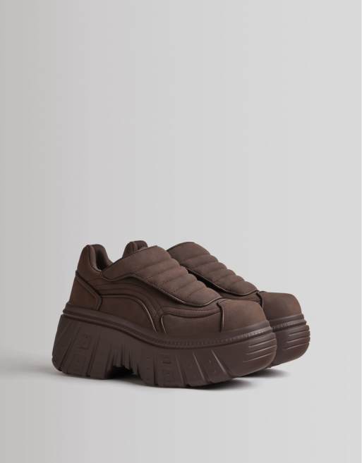 Bershka - Chunky sneakers i chokoladebrun
