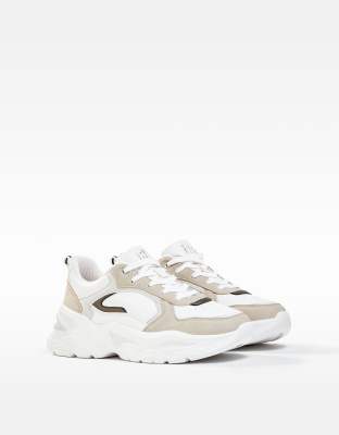 Bershka Chunky Sneakers In Neutral Multi white ModeSens