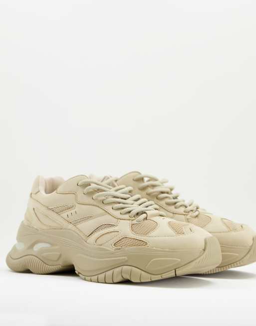 Bershka chunky sneakers in sand