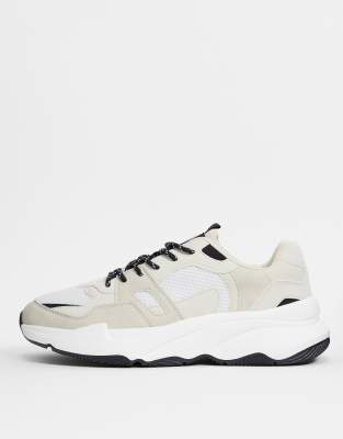 Bershka chunky sneakers in stone