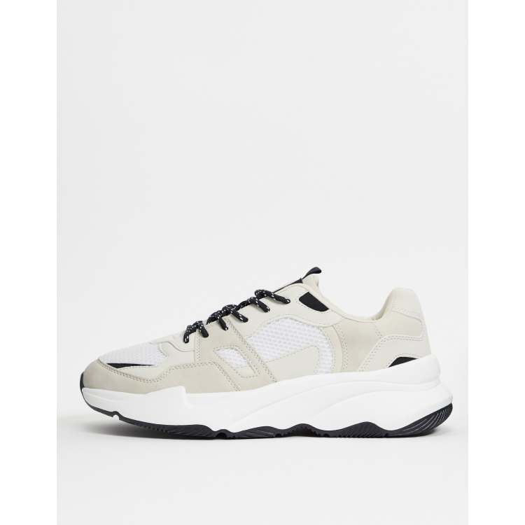 Bershka chunky sneakers in stone