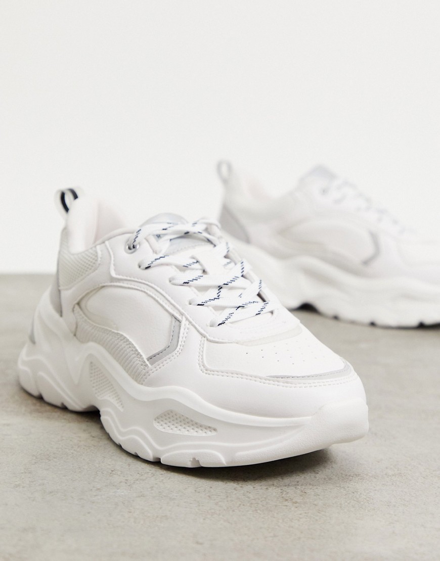 Bershka chunky sneakers with contrast in white
