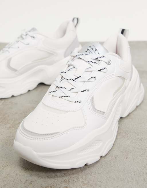 Bershka chunky sneakers with contrast in white