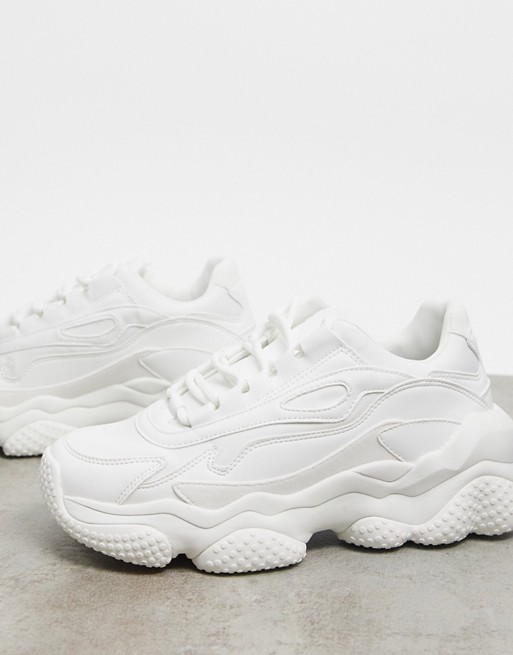 Bershka chunky sneakers with platform sole in white | ASOS