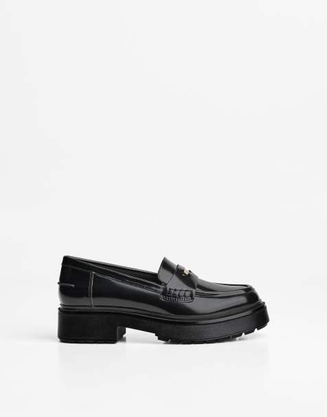 Bershka Chunky sole loafers in black - view 1