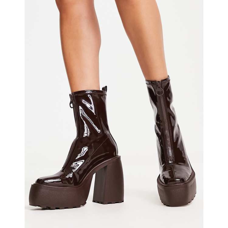 Bershka patent outlet ankle boot