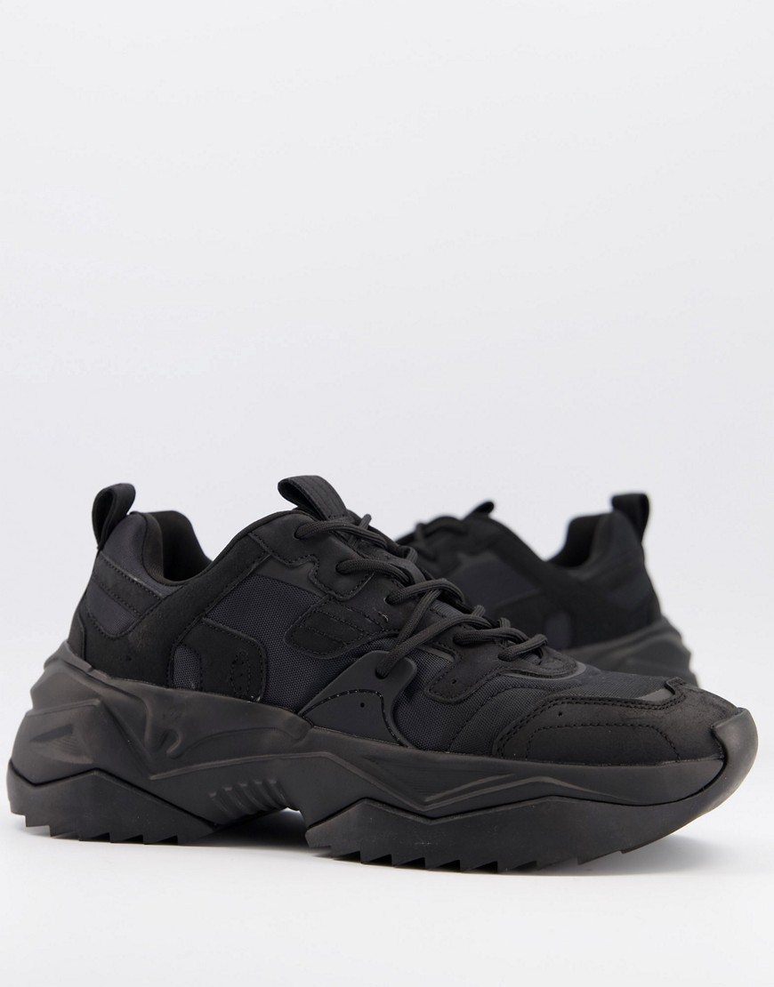 Bershka chunky sole sneakers in black