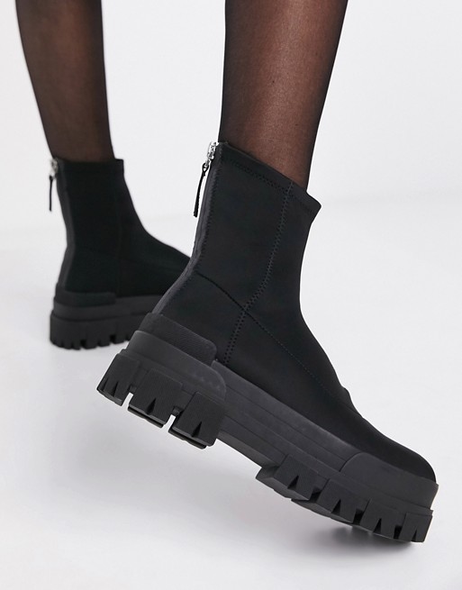 Bershka chunky sole sock boot in black