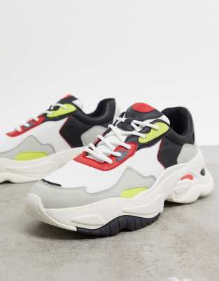 Bershka chunky sole trainers with contrast panels-Multi