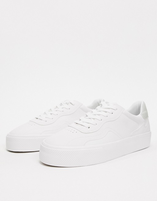 Bershka chunky sole white trainer with contrast back panel