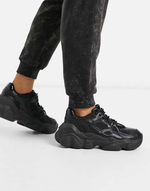 Bershka chunky trainer in black