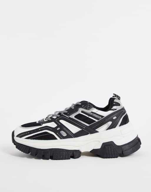 Black and white sales chunky trainers