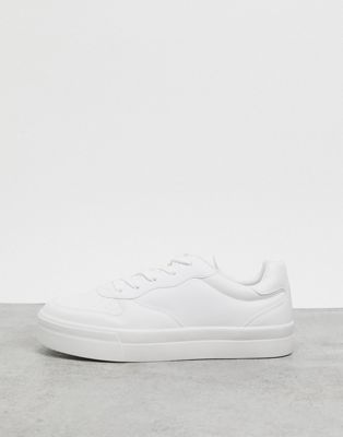 Bershka chunky trainers with platform sole in white