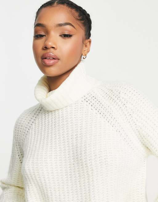 Bershka chunky turtle neck sweater in ecru ASOS