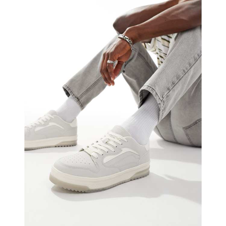 Bershka chunky vintage sole sneakers in gaey ASOS