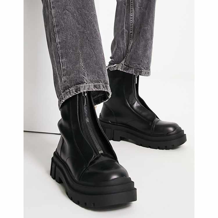 Chunky boots store with front zip