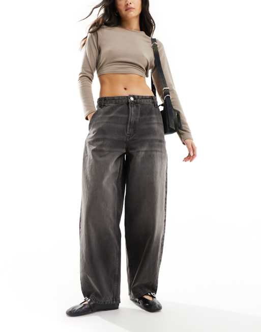 Bershka – Ciemnoszare jeansy typu skater