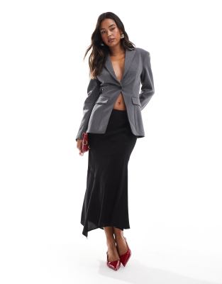 Bershka Cinched Waist Blazer In Gray