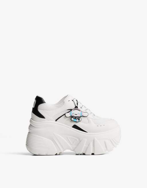 Bershka - Cinnamon Roll - Sneakers met plateauzool in wit, 2 van 4