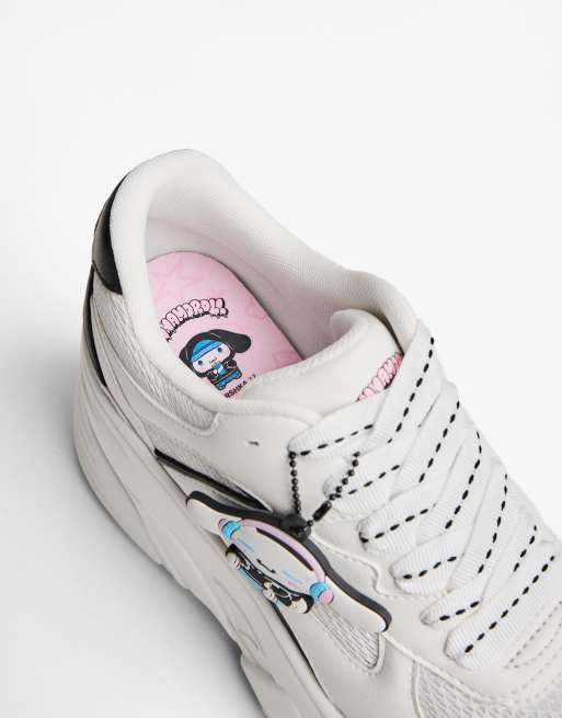 Bershka - Cinnamon Roll - Sneakers met plateauzool in wit, 4 van 4