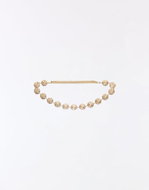 Bershka - Cintura a catenina dorata con spirale, 3 di 3