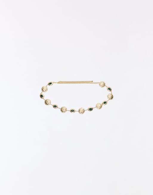Bershka - Cintura color oro a catena e con strass