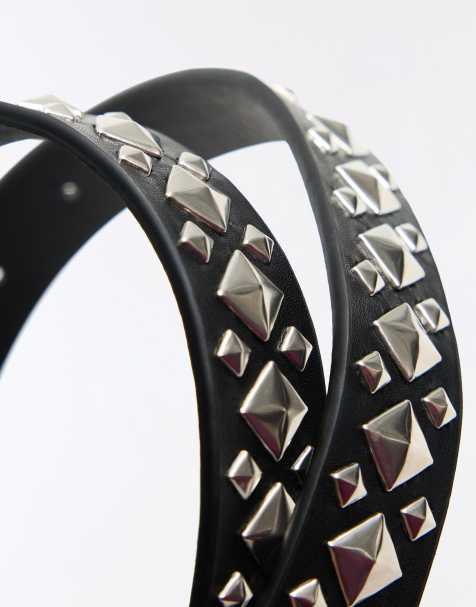 Bershka cintura con borchie a diamante nera - view 1