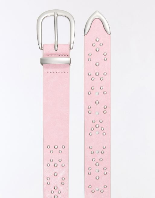 Bershka cintura cowboy borchiata rosa pastello, 2 di 4