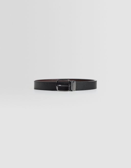 Bershka - Cintura double-face nera e marrone