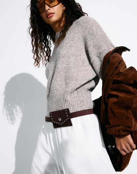 Bershka - Cintura in camoscio sintetico marrone con taschino - view 1