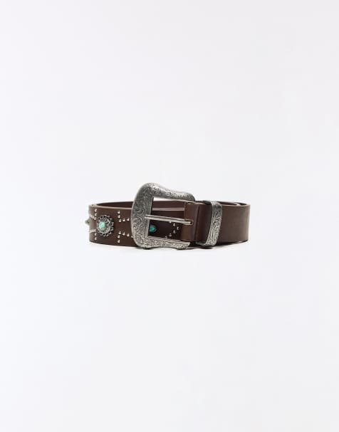 Bershka - Cintura marrone con strass - view 1