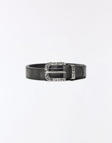 Bershka - Cintura nera con fibbia martellata - view 1