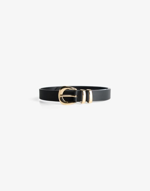 Bershka - Cintura nera in pelle sintetica, 2 di 3