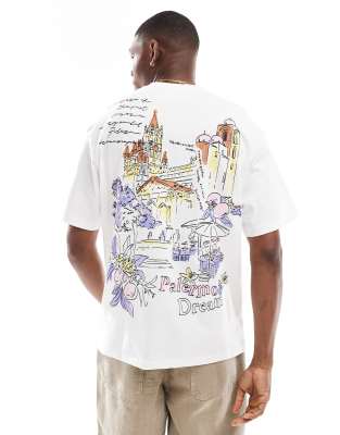 city print T-shirt in white