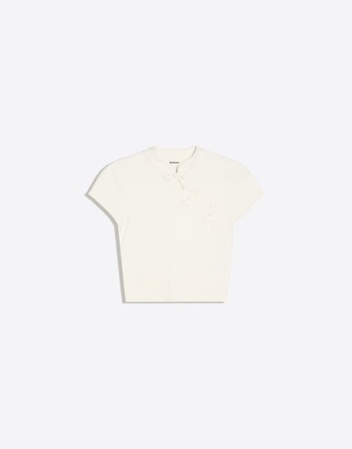 Bershka Clasp knit jumper in ecru, 5 of 5