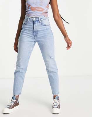 bershka mom jean in light blue