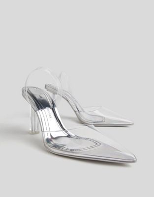 Bershka clear pointed court shoes