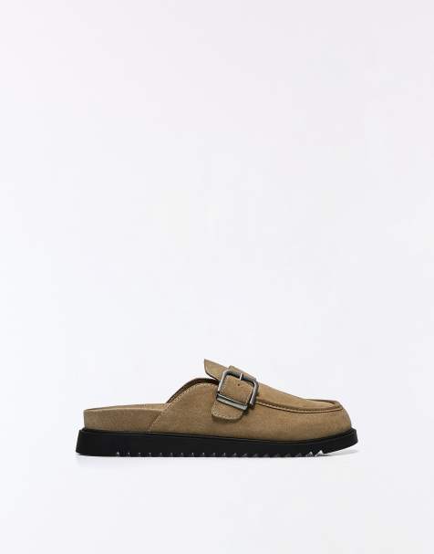 Bershka clogs met gesp in lichtbruin - view 1