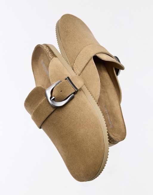 Bershka Clogs with buckle detail in beig, 5 of 6