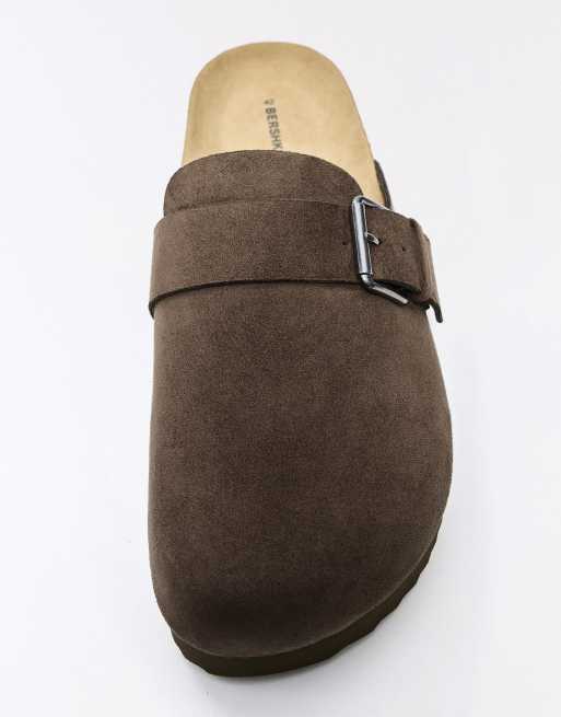 Bershka Clogs with buckle detail in brown, 3 of 4