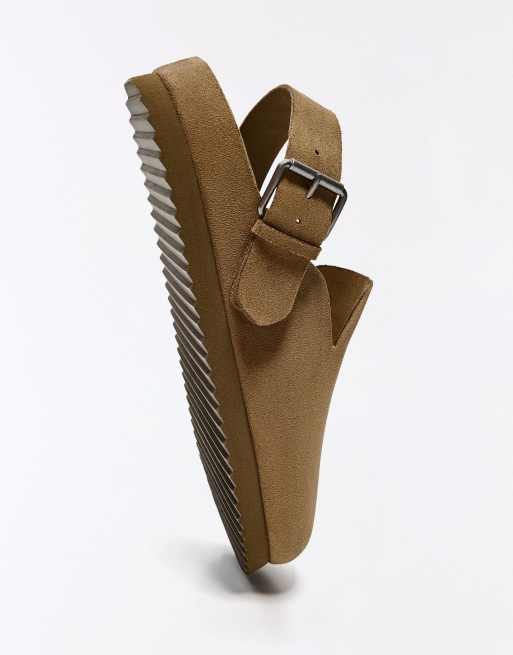 Bershka Clogs with strap detail in brown, 4 of 4