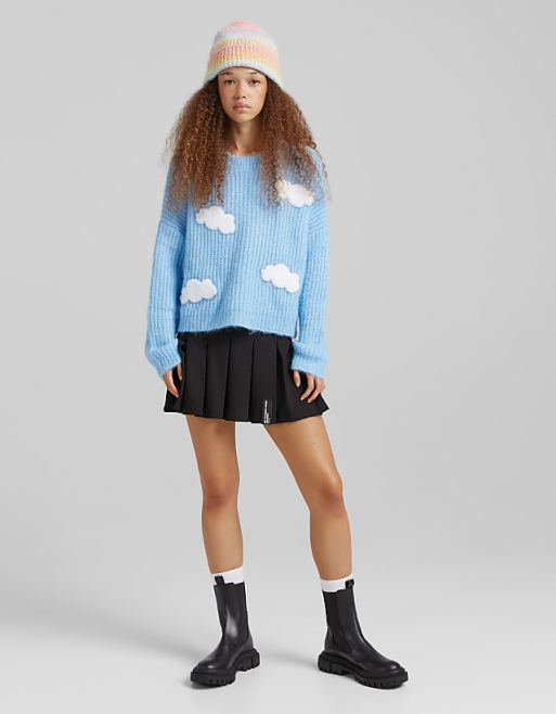 Bershka cloud detail sweater in blue | ASOS Bershka cloud detail sweater in blue | ASOS