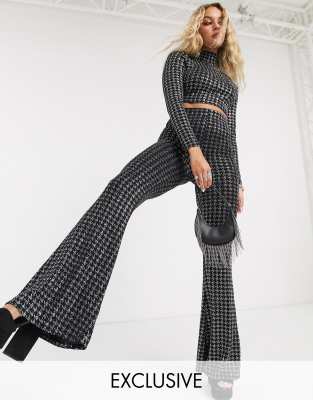 glitter flared pants bershka