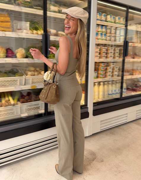 Bershka - Co-ord set met bandjes en rits in kaki - view 1