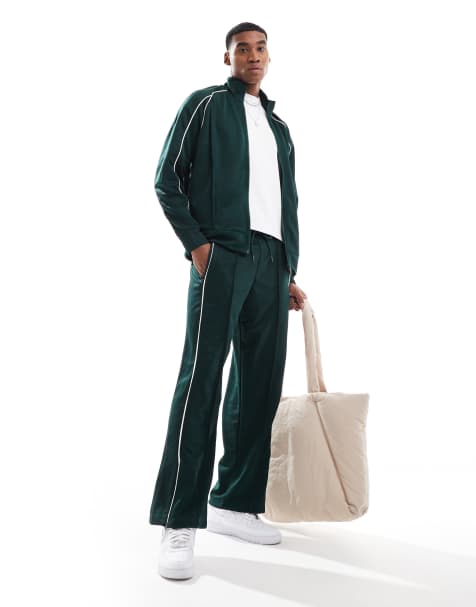 Bershka - Co-ord trainingsset met biezen in groen - view 1