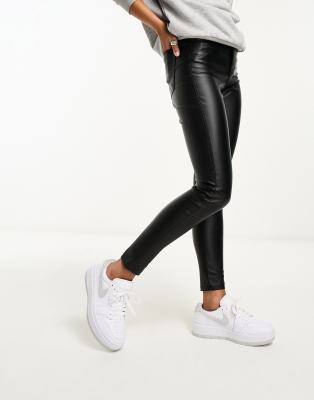 Bershka Bershkla Flare Faux Leather Pants In Black