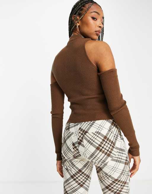 Turtleneck cold outlet shoulder top