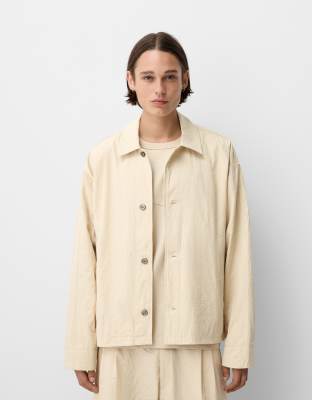 Bershka - Collection - Camicia a maniche lunghe testurizzata écru in coordinato