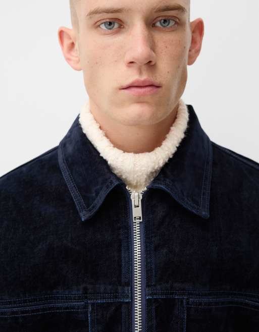 Bershka Collection – Ciemnoniebieska kurtka jeansowa, część zestawu, 2 z 4